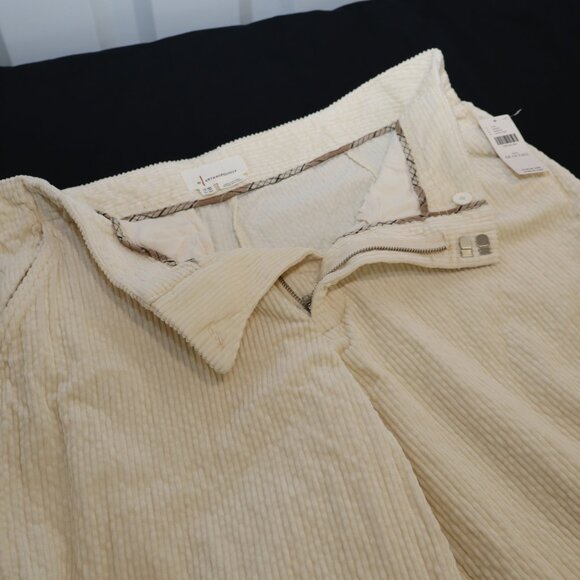 by Anthropologie Women's Wide Leg Corduroy Pants Size 12T Tall Cream Soft NWT - Picture 3 of 10